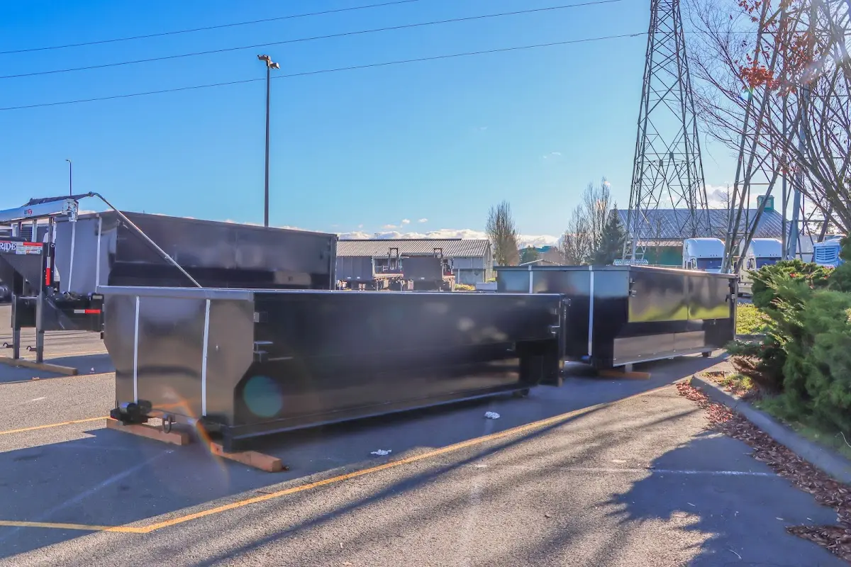 Roll-off dumpster ready for waste disposal at job site for 8 Yard Dumpster Rental in Fort Smith
